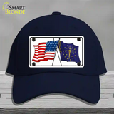 Indiana Crossed US Flag Novelty License Plate Hat Cotton / Navy