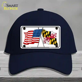 Maryland Crossed US Flag Novelty License Plate Hat Cotton / Navy