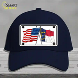 North Carolina Crossed US Flag Novelty License Plate Hat Cotton / Navy