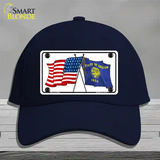 Oregon Crossed US Flag Novelty License Plate Hat Cotton / Navy