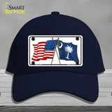 South Carolina Crossed US Flag Novelty License Plate Hat Cotton / Navy