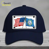 South Dakota Crossed US Flag Novelty License Plate Hat Cotton / Navy