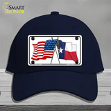 Texas Crossed US Flag Novelty License Plate Hat Cotton / Navy