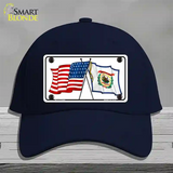 West Virginia Crossed US Flag Novelty License Plate Hat Cotton / Navy