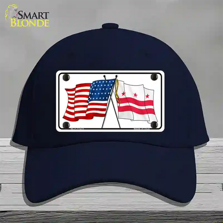 Washington DC Crossed US Flag Novelty License Plate Hat Cotton / Navy