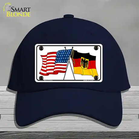 Germany Crossed US Flag Novelty License Plate Hat Cotton / Navy