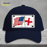 England Crossed US Flag Novelty License Plate Hat Cotton / Navy