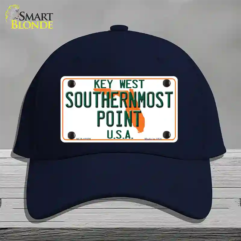 Key West Southernmost Point Novelty License Plate Hat Cotton / Navy