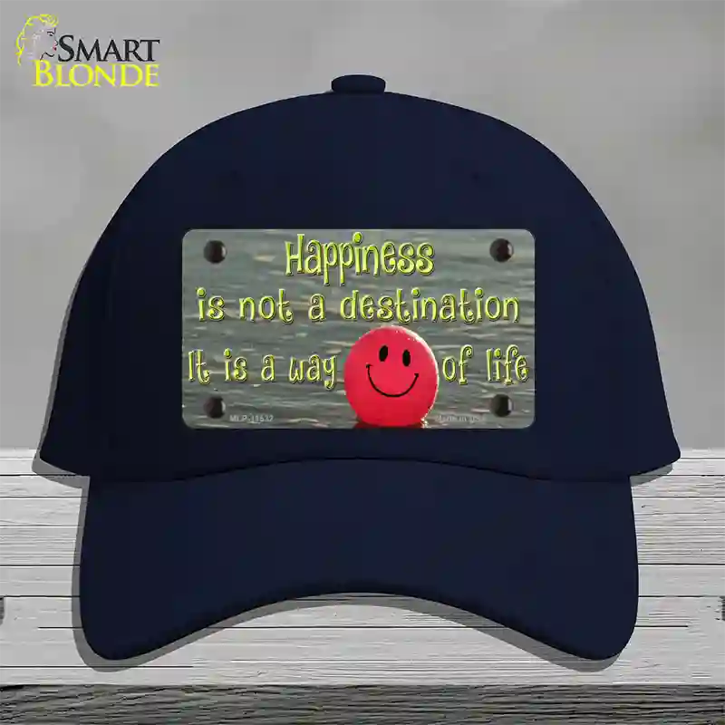 Happiness Way Of Life Ball Novelty License Plate Hat Cotton / Navy