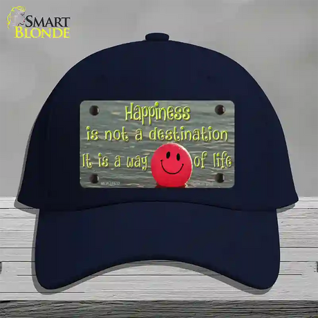 Happiness Way Of Life Ball Novelty License Plate Hat Cotton / Navy