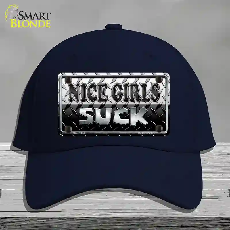 Nice Girls Suck Novelty License Plate Hat Cotton / Navy