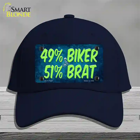 49% Biker 51% Brat Novelty License Plate Hat Cotton / Navy