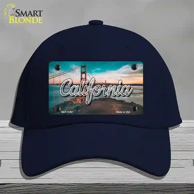 California Golden Gate Bridge State Novelty License Plate Hat Cotton / Navy