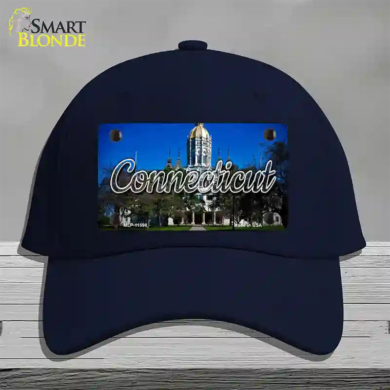 Connecticut Capital Building State Novelty License Plate Hat Cotton / Navy