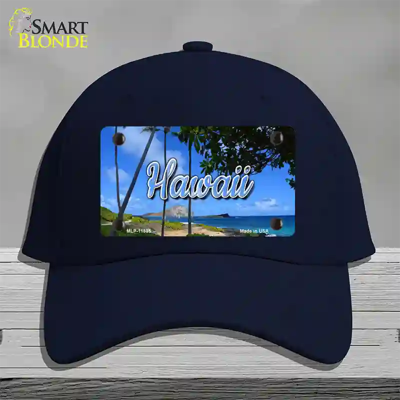 Hawaii Palm Trees State Novelty License Plate Hat Cotton / Navy