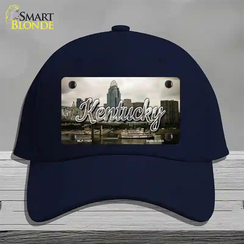 Kentucky City Skyline State Novelty License Plate Hat Cotton / Navy