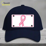 Breast Cancer Ribbon Novelty License Plate Hat Cotton / Navy