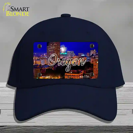 Oregon Firework City Lights State Novelty License Plate Hat Cotton / Navy