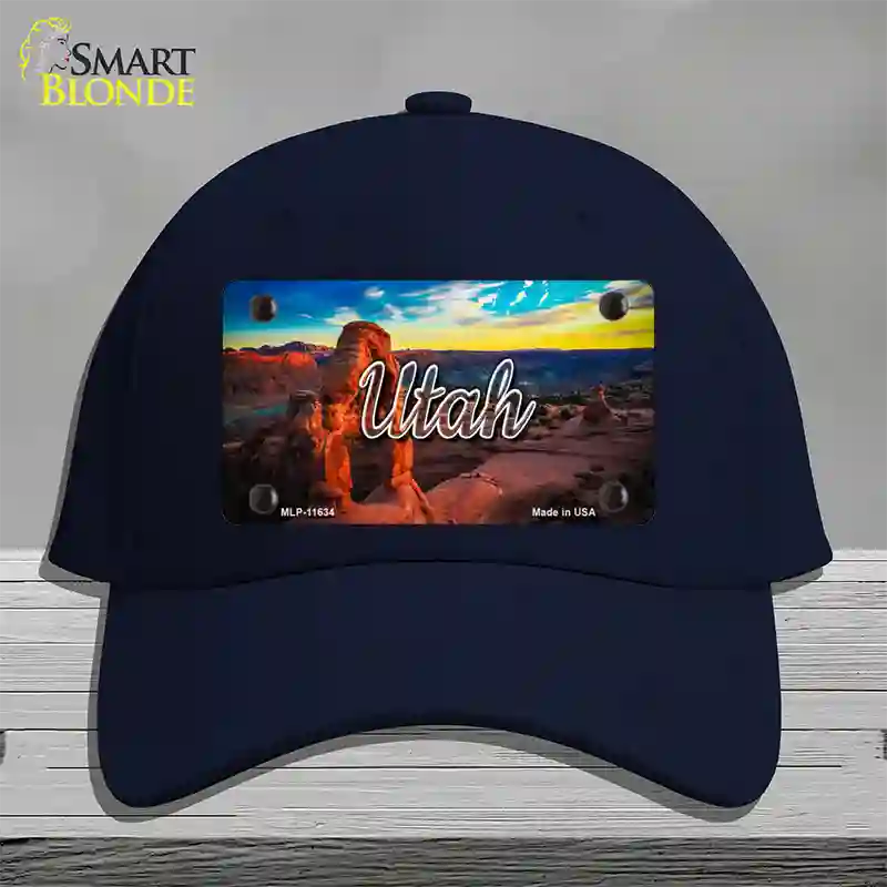 Utah Canyon Arch State Novelty License Plate Hat Cotton / Navy