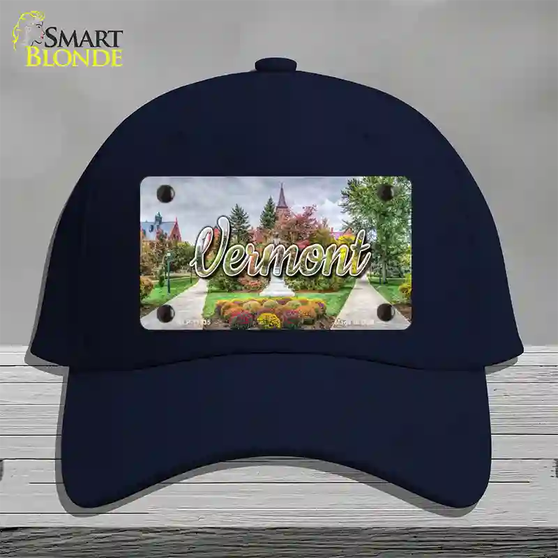 Vermont State Building State Novelty License Plate Hat Cotton / Navy