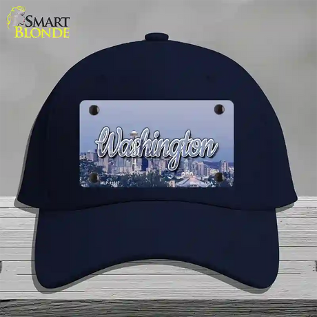 Washington Space Needle State Novelty License Plate Hat Cotton / Navy