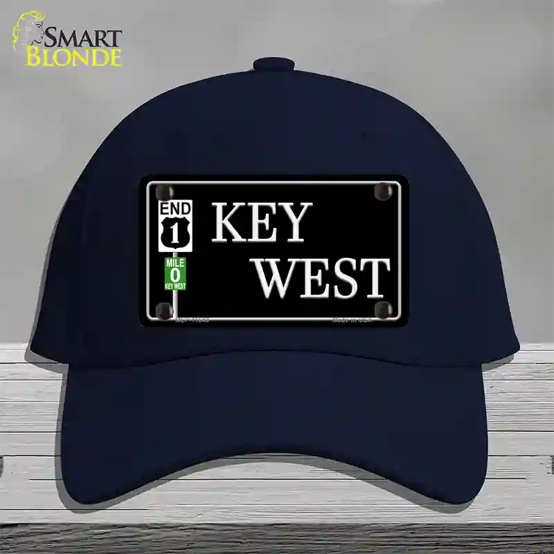 Key West Highway Sign Novelty License Plate Hat Cotton / Navy