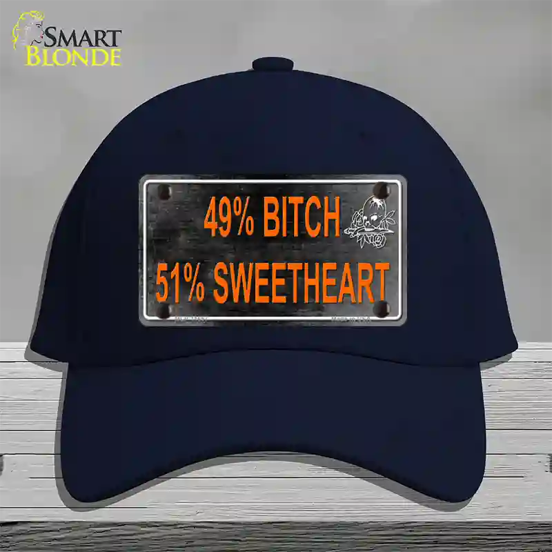 49 Percent Bitch 51 Percent Sweet Novelty License Plate Hat Cotton / Navy