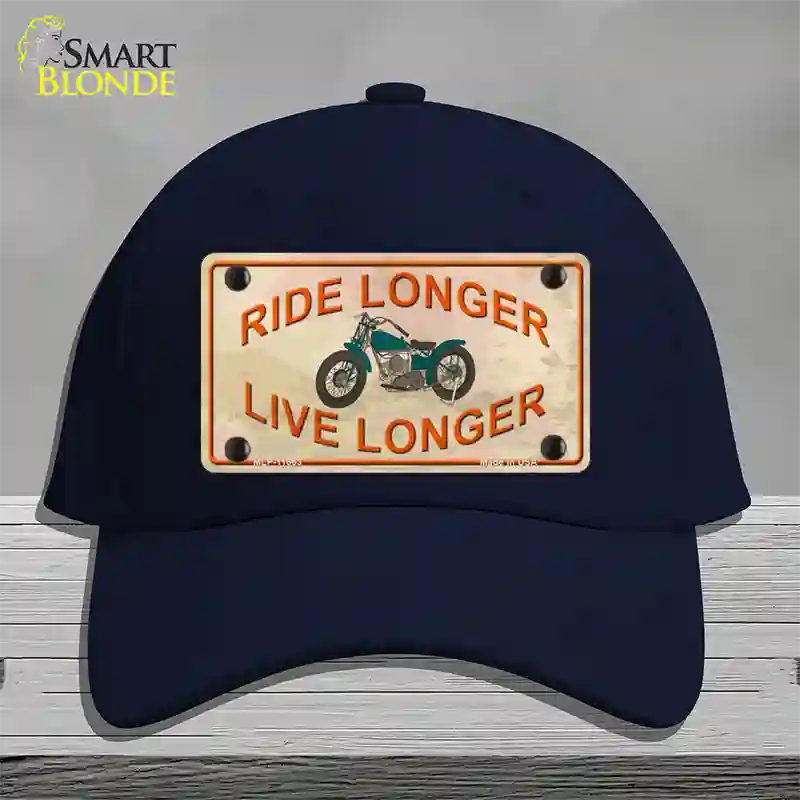 Ride Longer Live Longer Novelty License Plate Hat Cotton / Navy