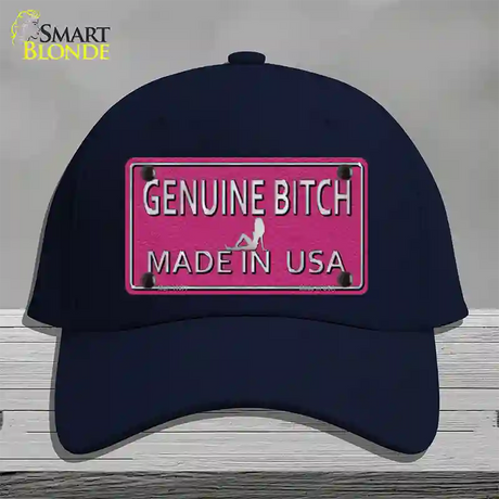 Genuine Bitch Made In USA Novelty License Plate Hat Cotton / Navy