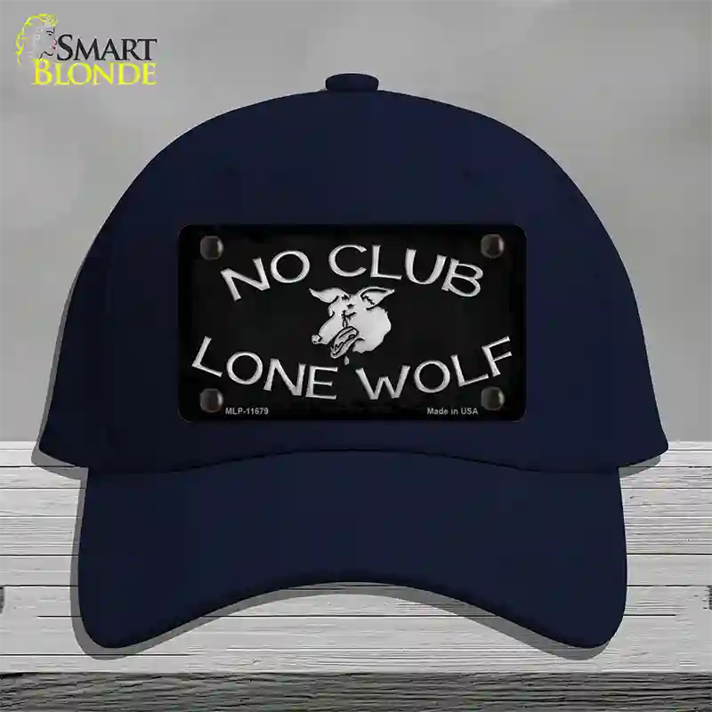 No Club Lone Wolf Novelty License Plate Hat Cotton / Navy