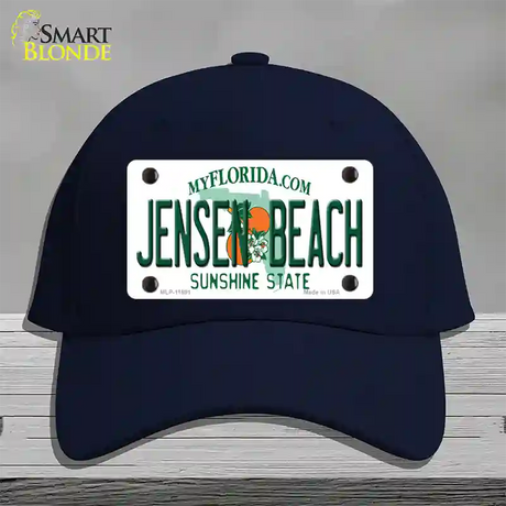 Jensen Beach Florida Novelty License Plate Hat Cotton / Navy