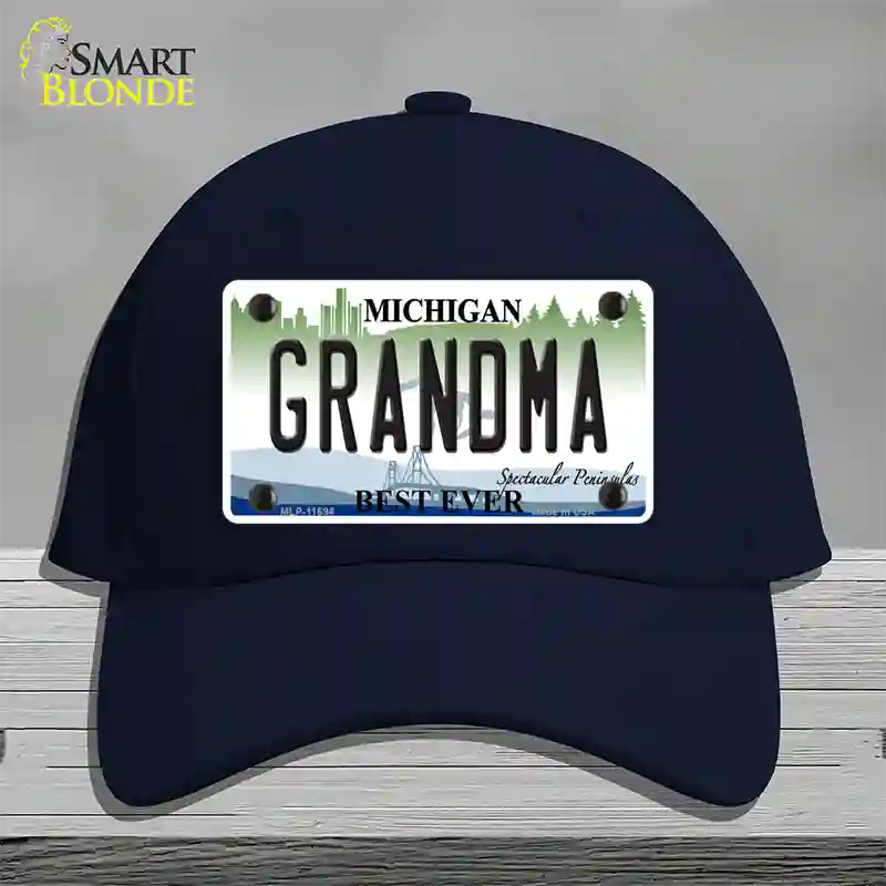 Grandma Michigan Novelty License Plate Hat Cotton / Navy