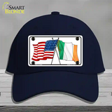 Ireland USA Crossed Flag Novelty License Plate Hat Cotton / Navy