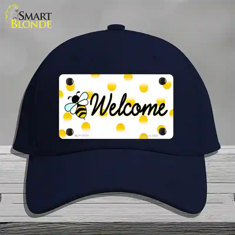 Welcome Bee Novelty License Plate Hat Cotton / Navy