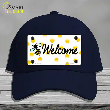 Welcome Bee Novelty License Plate Hat Cotton / Navy