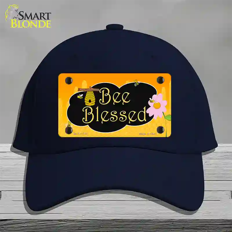 Bee Blessed Honey Hive Novelty License Plate Hat Cotton / Navy