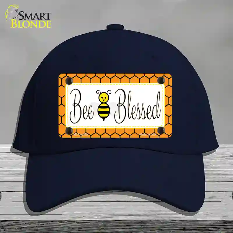 Bee Blessed Simple Novelty License Plate Hat Cotton / Navy