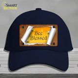 Bee Blessed Scroll Novelty License Plate Hat Cotton / Navy