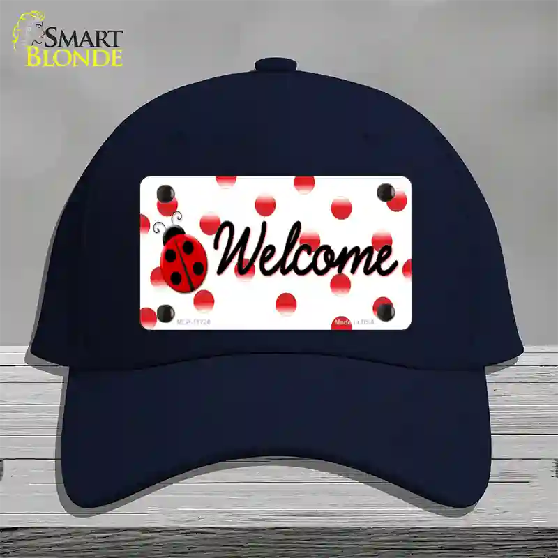 Welcome Ladybug Novelty License Plate Hat Cotton / Navy