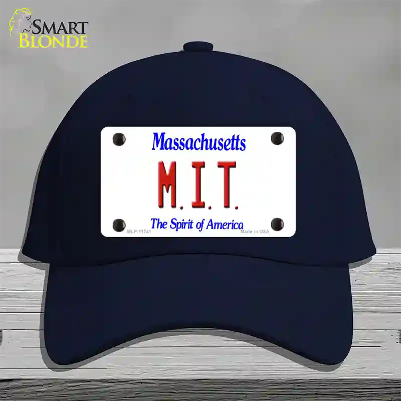 MIT Massachusetts State Novelty License Plate Hat Cotton / Navy