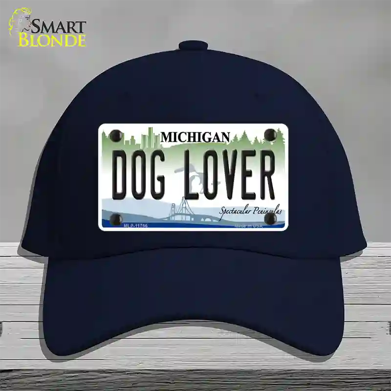 Michigan Dog Lover Novelty License Plate Hat Cotton / Navy