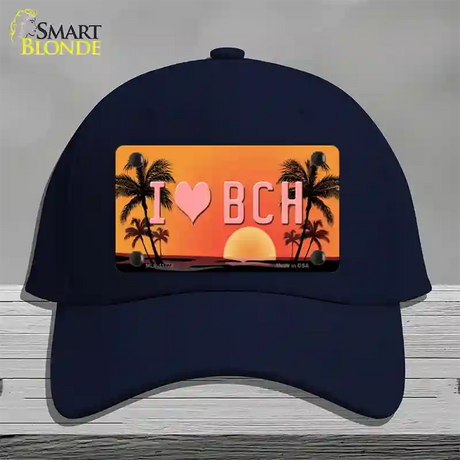 I Love Beach Novelty License Plate Hat Cotton / Navy