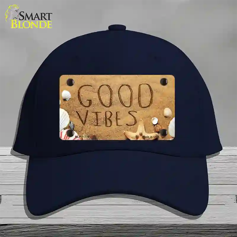 Good Vibes in the Sand Novelty License Plate Hat Cotton / Navy