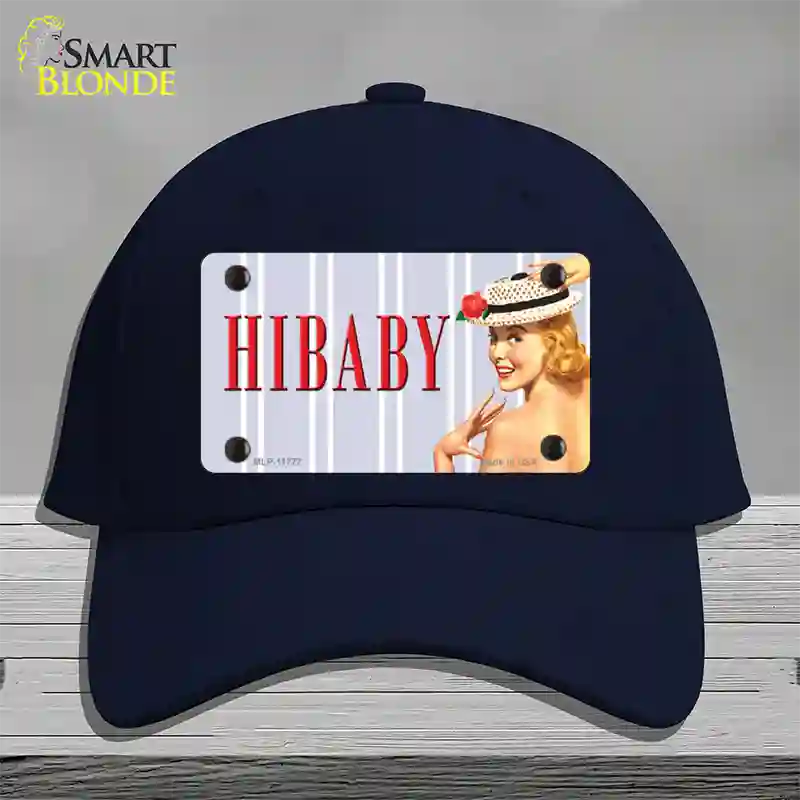 Hi Baby Vintage Pinup Novelty License Plate Hat Cotton / Navy