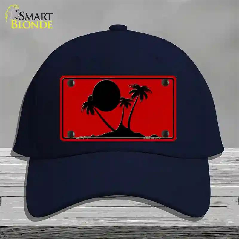 Island Palms Novelty License Plate Hat Cotton / Navy