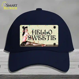 Hello Sweetie Vintage Pinup Novelty License Plate Hat Cotton / Navy