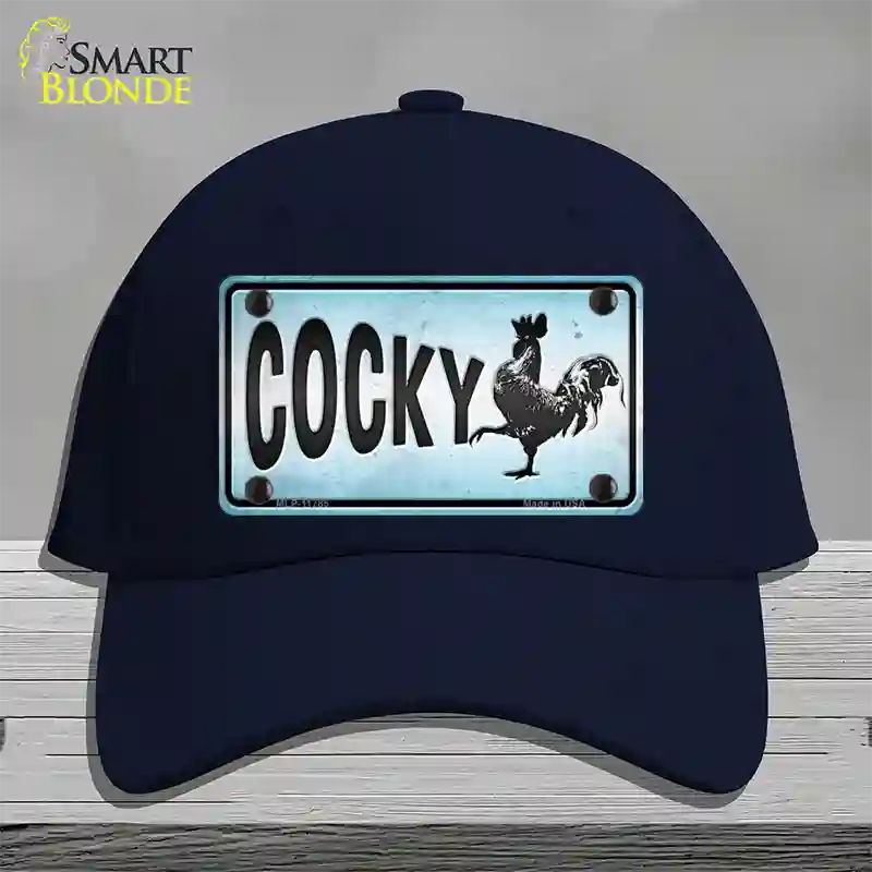 Cocky Chicken Novelty License Plate Hat Cotton / Navy