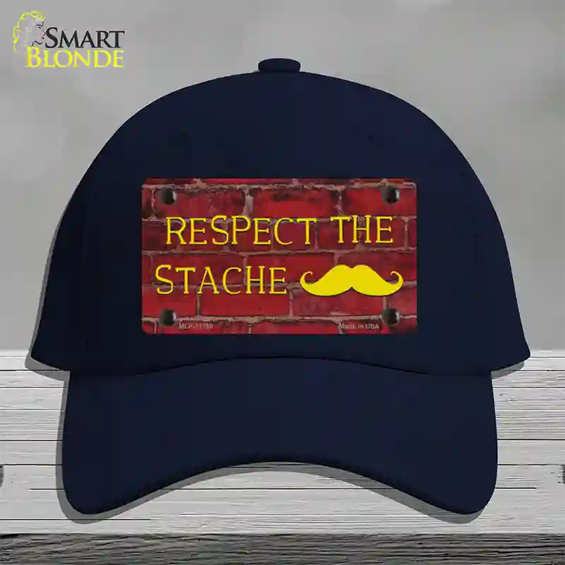 Respect the Stache Novelty License Plate Hat Cotton / Navy