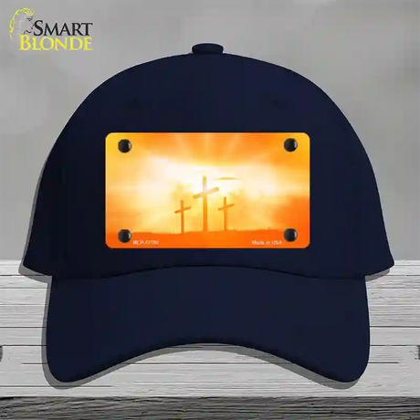 Crosses in the Sun Orange Novelty License Plate Hat Cotton / Navy