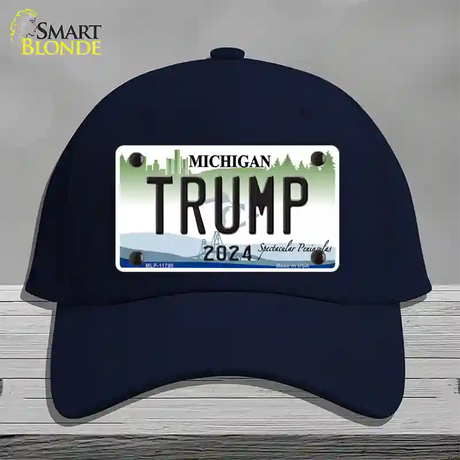 Trump 2024 Michigan Background Novelty License Plate Hat Cotton / Navy